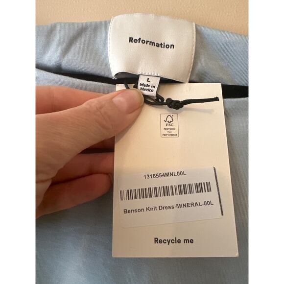 Reformation NWT Benson Knit Maxi Dress Mineral Blue Size L - Picture 5 of 7